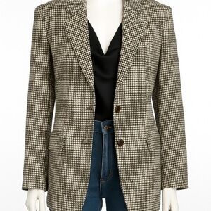 Vintage Oxford Clothes Golden Fleece Houndstooth Wool Blazer 42T‎ Unisex